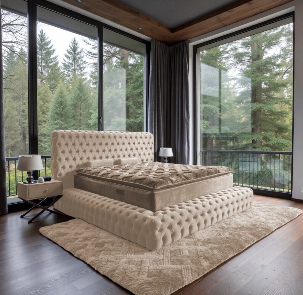 Alain 220*220cm Beige Chesterfield Boxspringbett