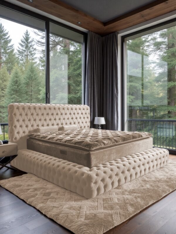 Alain 220*220cm Beige Chesterfield Boxspringbett
